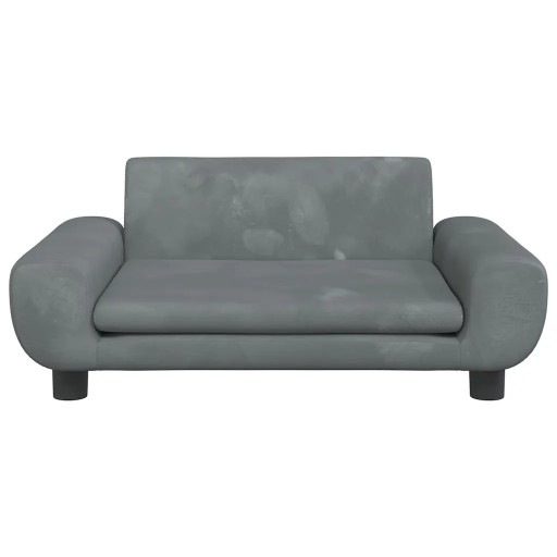 Dziecięca sofa aksamitna z litego drewna sosnowego, ciemnoszara, 70x45x33