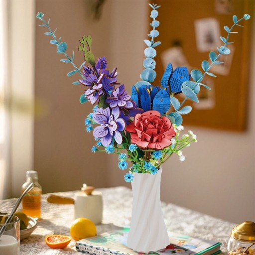 Niebieski bukiet kwiatów flower box DIY