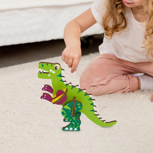 Drewniana wkładka Puzzle,Zabawna gra Zabawki edukacyjne,DIY Toy Art Crafts Dinozaur