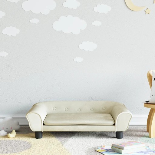 Dziecięca Sofa Aksamitna 70x45x26 Kremowa