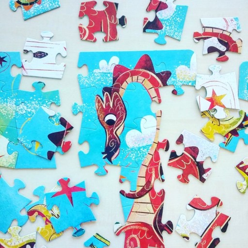 Puzzle Zielona Sowa Smoki 56 elementów Puzzle Smoki 56 elementów