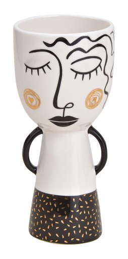 Zdjęcie oferty: Ceramiczny czarny złoty wazon kobieta twarz jak Home&You 20 cm