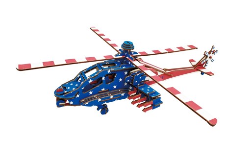 Woodcraft Drewniane Puzzle 3D Amerykańskie Bojowe śmigłowe Apache