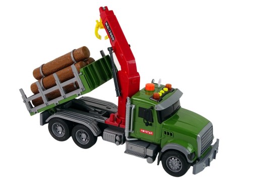 Ciężarówka dźwig LEAN Toys zielona plastikowa z dźwiękiem i światłem