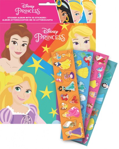 Disney Księżniczki Album na Naklejki z 50 Naklejkami
