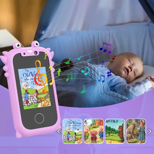 TELEFON DLA DZIECI ZABAWKOWY APARAT CYFROWY MP3 RÓŻOWO-FIOLETOWY PREZENT