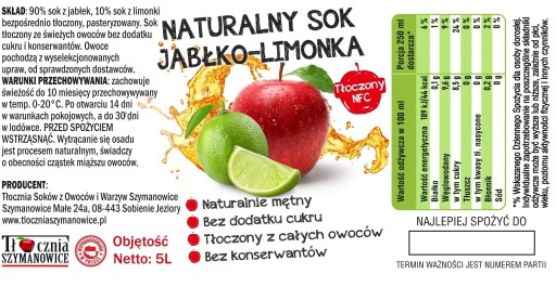 Sok jabłkowy z limonką W spółce z naturą 5000 ml