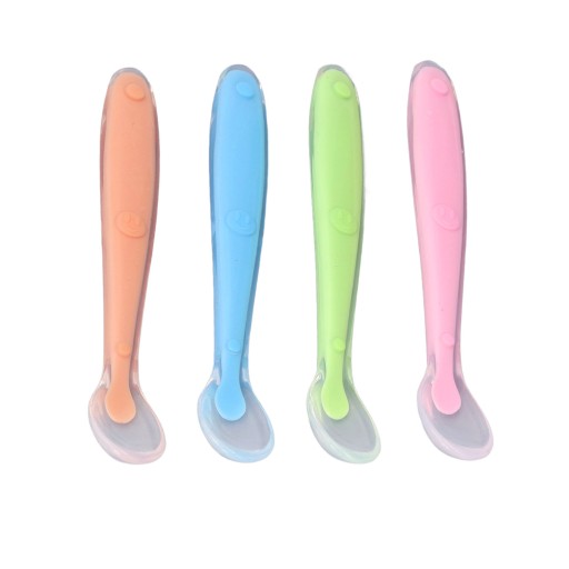 4PCS Baby Silikon łyżki miękki czyszczony ergonomiczny uchwyt do V4