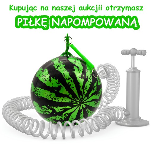 PIŁKA ARBUZ GUMOWA na sprężynie NAPOMPOWANA 23cm