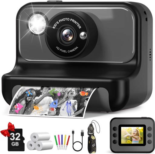 Aparat Dla Dzieci Instant Print HD 1080P 32GB Czarny