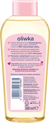 Bambino delikatna oliwka pielęgnacyjna dla dzieci i niemowląt 300 ml