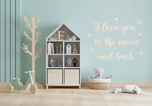 Boho napis drewniany I love you to the moon and...