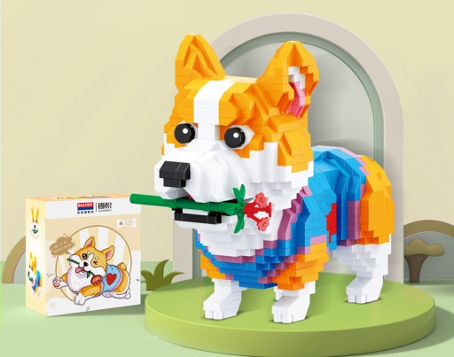 Klocki konstrukcyjne QBI Corgi z kwiatem 997 el.