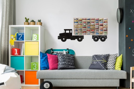 PÓŁKA NA RESORAKI AUTKA 80 MIEJSC DREWNIANA HOT WHEELS ORGANIZER PRZYCZEPA