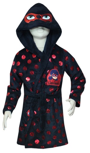 Czarny szlafrok dziewczęcy Miraculous - Biedronka r.104 cm