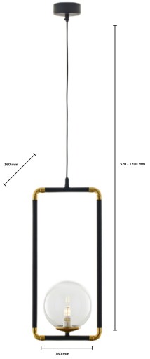 Lampa Wisząca ZAFRA Czarny Transparentny Szklany Klosz 1xG9 16 cm Sufitowa