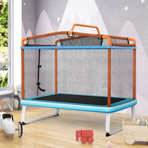 Prostokątna Trampolina dla dzieci 3w1 z siatką zabezpieczającą