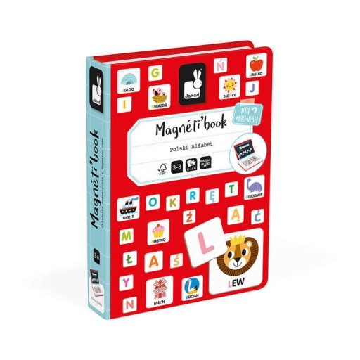 Janod magnetyczna układanka alfabet literki magnesy 144 el. Magnetibook 3+