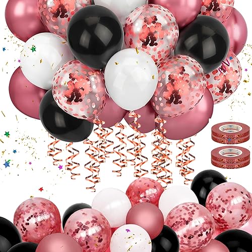 BALONY URODZINOWE CZERWONE METALICZNE KONFETTI 60 SZTUK 30CM ŚLUB