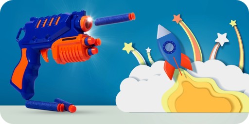 PISTOLET ZABAWKA WYRZUTNIA PIANKOWE NABOJE