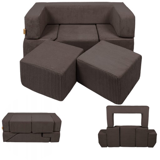 Sofa MeowBaby SOFA DZIECIĘCA ŁÓŻKO PLAC ZABAW 100 x 35 cm sztruks brązowy
