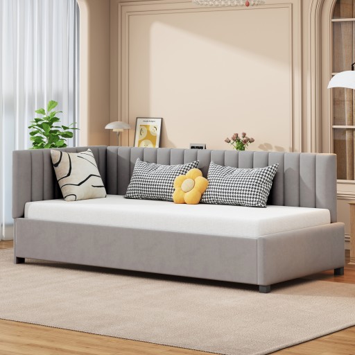 Łóżko tapicerowane, sofa rozkładana, 90*200cm, łóżko wielofunkcyjne, welur.