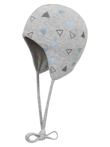 Niemowlęca czapka z wiązaniem w niebieskie trójkąty Doll, r. 39