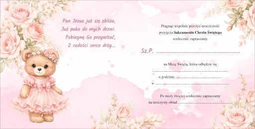 Personalizowane zaproszenia na Chrzest Święty Imię dziecka + data + koperty
