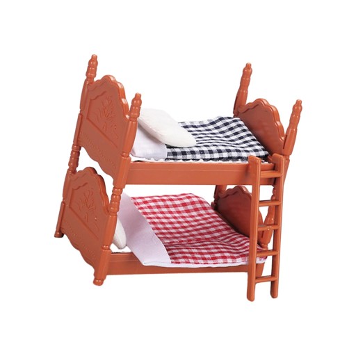 Dollhouse Furniture Wooden Bed Bunk Bed Pretend Play Toy:12 DIY Scene