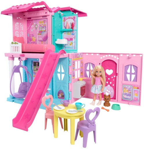 BARBIE CHELSEA DOMEK DLA LALEK ROZKŁADANY ZABAWKA DLA DZIEWCZYNKI Z LALKĄ