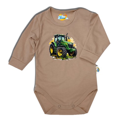 Body długi rękaw Traktor John Deere beżowe 62 1 m +