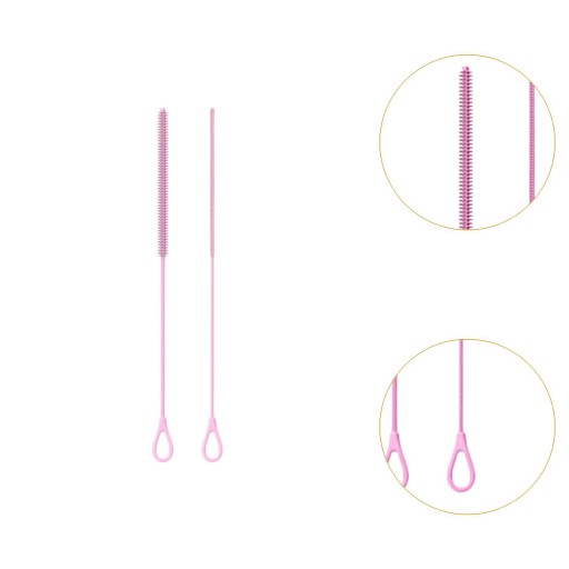 2 sztuki silikonowych szczotek ze słomką Multifuction wielokrotnego użytku do Sippy Cup Pink
