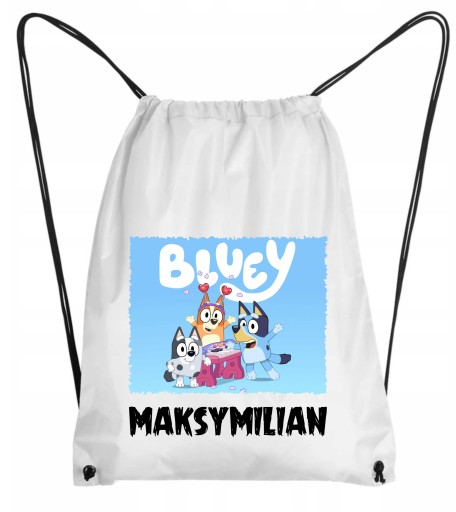 BLUEY worek szkolny na buty WF z dowolnym napisem imieniem