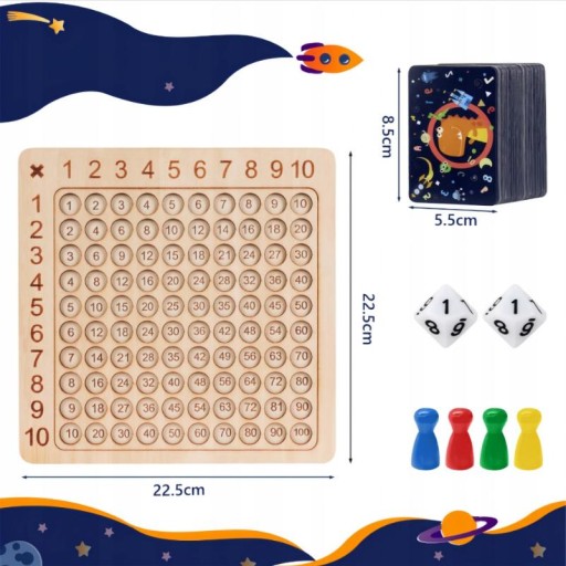TABLICZKA MNOŻENIA GRA DREWNIANA MONTESSORI DZIECI GRA EDUKACYJNA LOGICZNA