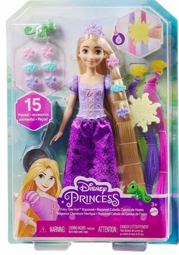 DISNEY PRINCESS LALKA ROSZPUNKA BAJKOWE WŁOSY ZMIANA KOLORU MATTEL HLW18