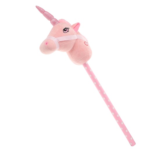 PLUSZOWY JEDNOROŻEC STICK HORSE DLA DZIECI, MIĘKKI, DO ZABAWY W JAZDĘ