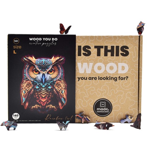 Puzzle WOOD YOU DO 140 elementów PUZZLE DREWNIANE TRUDNE Sowa 140 elementów