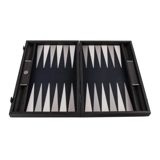 Ekskluzywny Backgammon Manopoulos - Czarna Ekoskóra 48cm - Handmade
