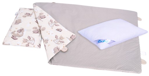 Pościel 2-str BOBO dla dzieci do żłobka 75x100 cm z wypełnieniem SMOKI ecru