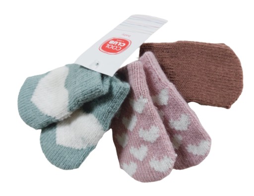 COOL CLUB Rękawiczki zimowe dziewczęce niedrapki 3 pack r 56/68