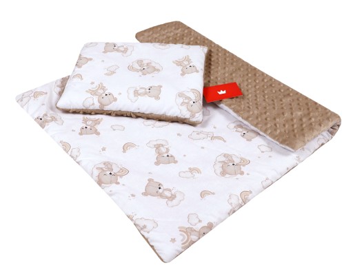 BabyLux MINKY BĄBLE BAWEŁNA KOCYK 60cm x 75cm + PODUSZKA KOMPLET DO WÓZKA