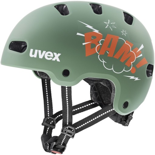 KASK ROWEROWY DZIECIĘCY UVEX KID 4 STYLE- ZIELONO-POMARAŃCZOWY 51-55cm