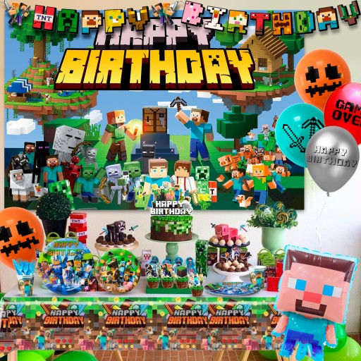 Zestaw Minecraft, 113 elementów z tłem z tkaniny Minecraft