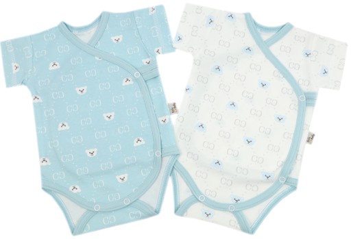 2-pak BODY NIEMOWLĘCE KOPERTOWE Z KRÓTKIM RĘKAWEM 74 BLUE BABY BEAR /52/