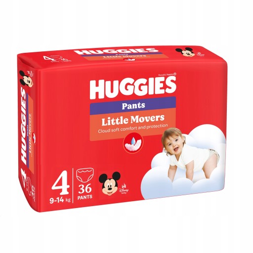 Pieluchomajtki Huggies Little Movers Pants Rozmiar 4 (9-14kg) 108szt.