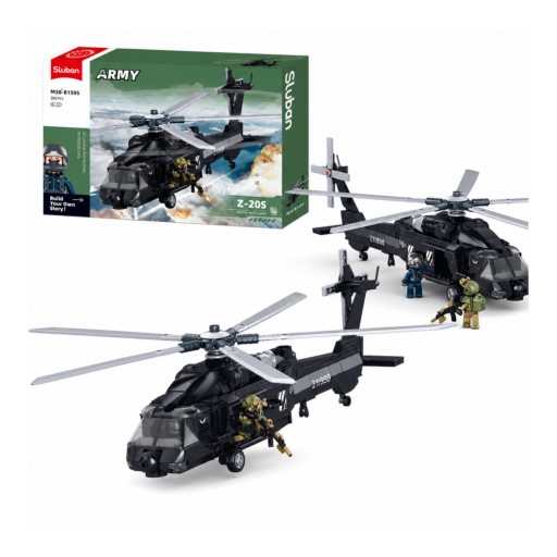 Klocki Konstrukcyjne Sluban Helikopter Wojskowy Z-20S 382 el Dzień Dziecka
