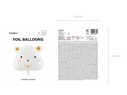 Balon foliowy Miś polarny, 51x45cm,