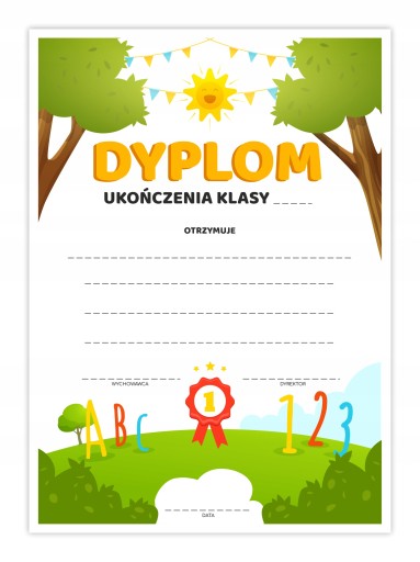 Dyplom Szkolny - Uniwersalny - Natura - Zakończenie klasy roku Szkolnego A4