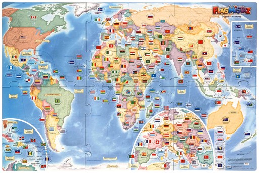 Puzzle Jako 200 elementów Flagmistrz. Puzzle konturowe. Mapa flagi świata