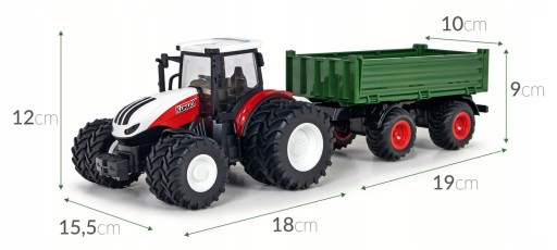 Traktor z przyczepą zdalnie sterowany Sapphire Kids zielony LED 1:24